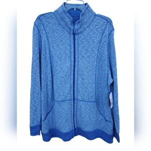 Kim Rogers Lightweight Blue Reversible Activewear Zip-Up Jacket 1X NWT